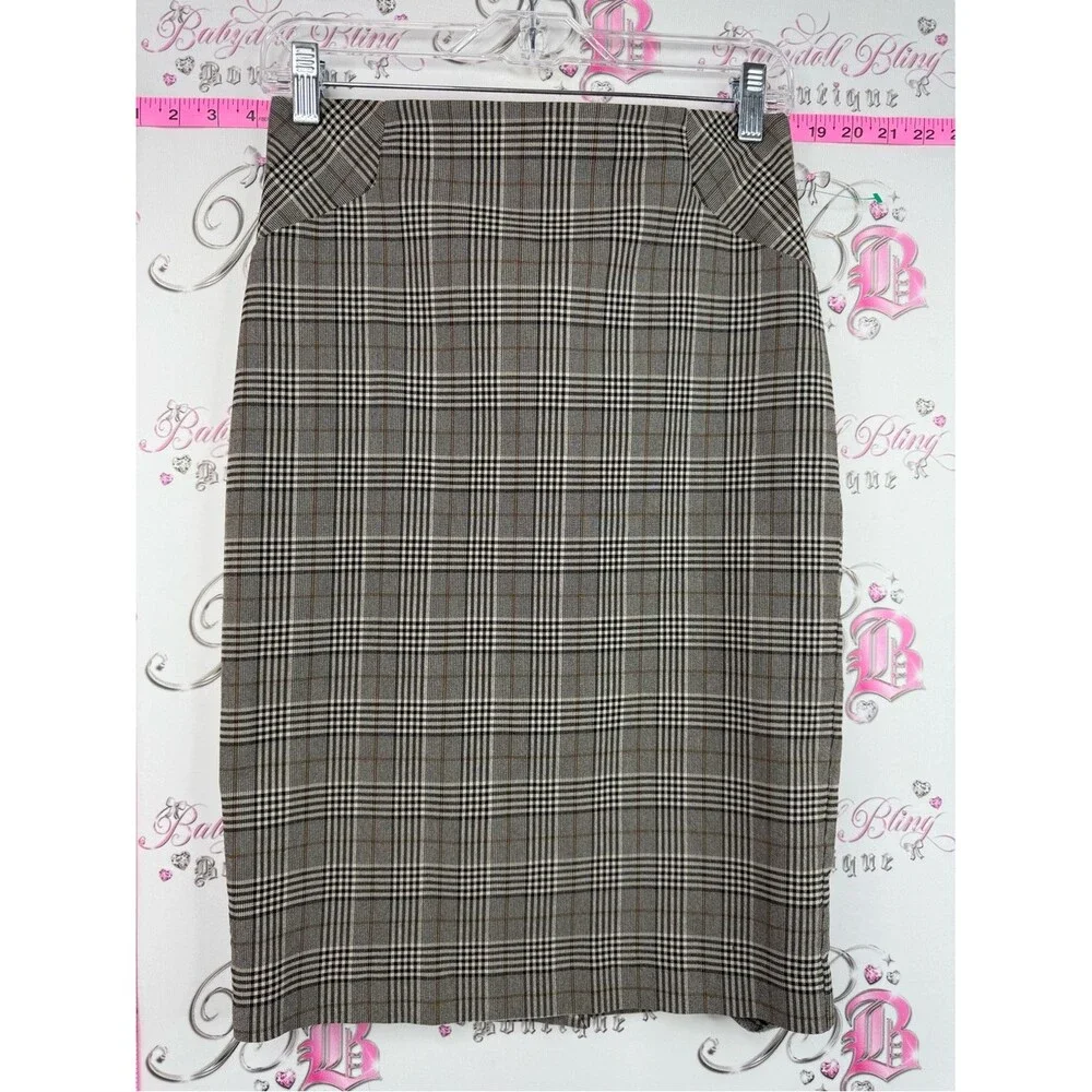 RW&CO. Skirt striped Plaid Pencil Skirt in Brown, Black and Cream